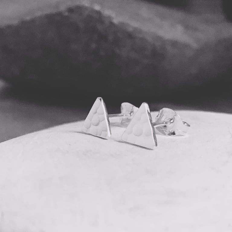 Sterling Silver triangle STUD earrings, Handmade Urban Jewellery