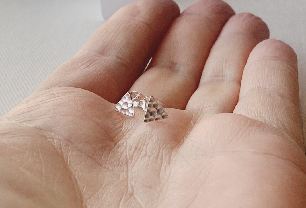 Sterling Silver triangle stud earrings, Handmade Urban Jewellery WEDDING