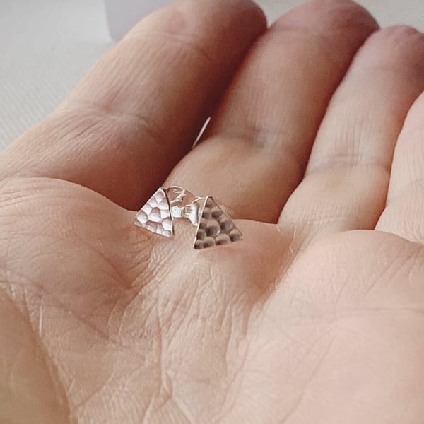 Sterling Silver triangle stud earrings, Handmade Urban Jewellery WEDDING