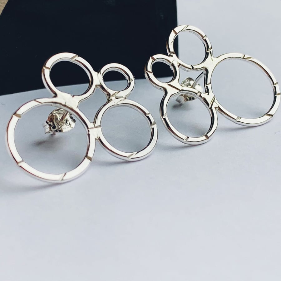 Sterling silver stud earrings, Handmade Urban Design Jewellery