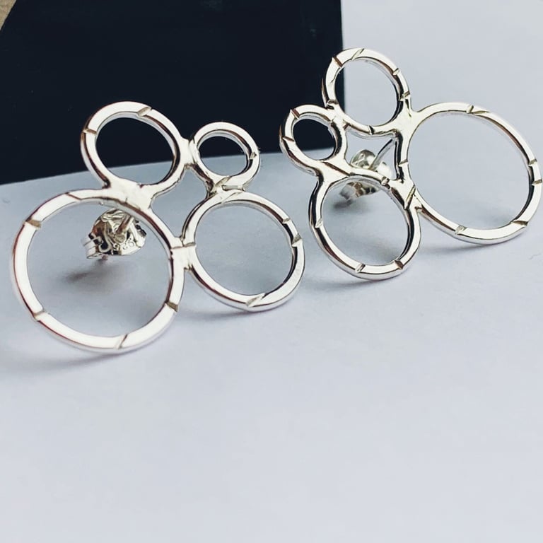 Sterling silver stud earrings, Handmade Urban Design Jewellery