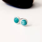 STERLING SILVER  Amazonite Stud Earrings, Handmade Urban Jewellery