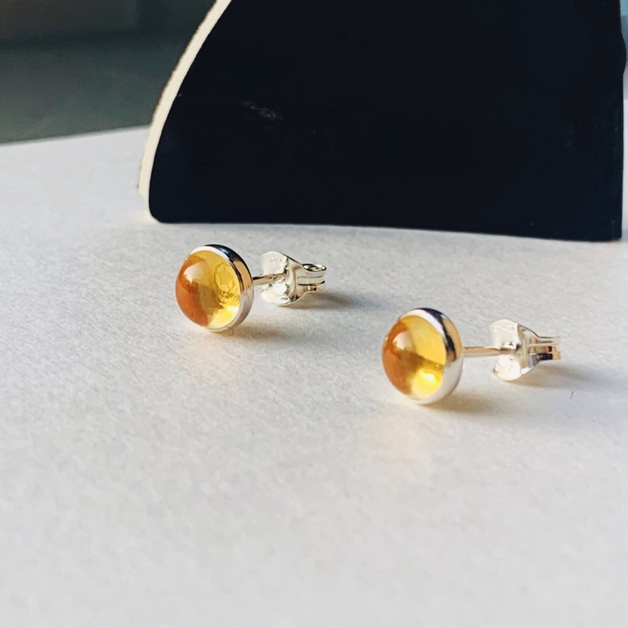 Sterling Silver Stud Citrine 5 mm studs Sterling Silver