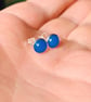 Sterling Silver Blue Agate StudEarrings, Handmade Urban Jewellery WEDDING