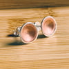 Silver & Copper inverted domed stud earrings ARC jewellery