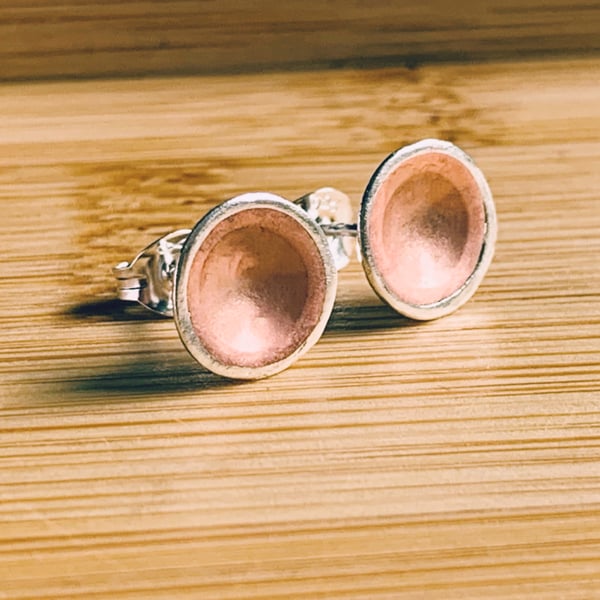 Handmade Sterling Silver Copper Stud Earrings