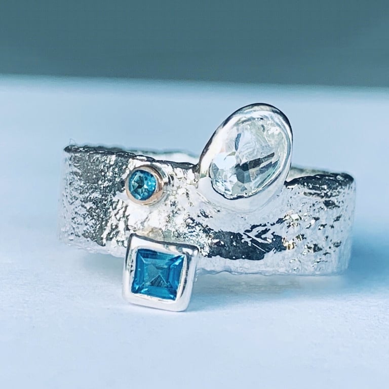 Sterling Silver Gemstone Ring, Handmade Urban Design Jewellery