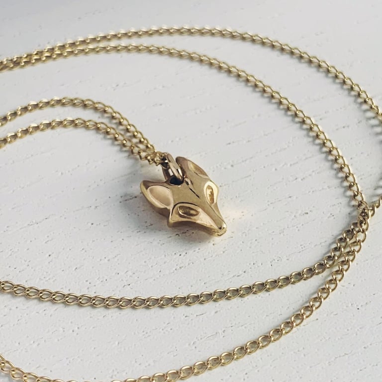 Solid Recycled 9 carat Gold Fox Pendant, Handmade Urban Designed Jewellery