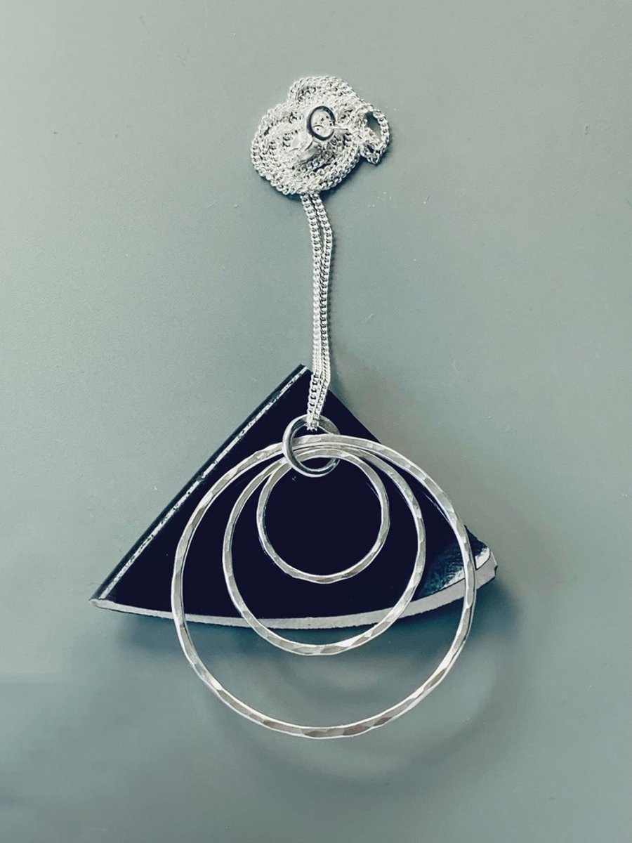 Recycled Sterling Silver Trinity Hoop pendant