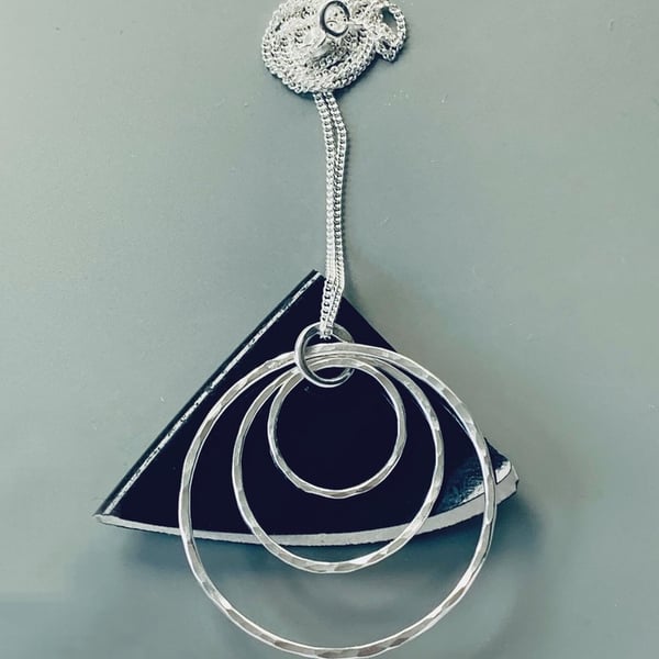 Recycled Sterling Silver Trinity Hoop pendant