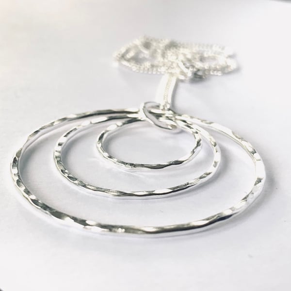 Recycled Sterling Silver Trinity Hoop pendant