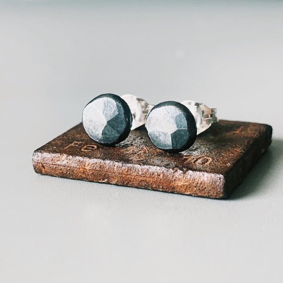 Sterling Silver oxidised STUD earrings, Handmade Urban Jewellery
