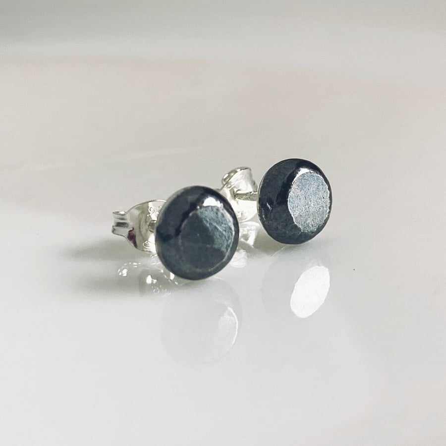 STERLING SILVER oxidised stud earrings, Handmade Urban Designed Jewellery