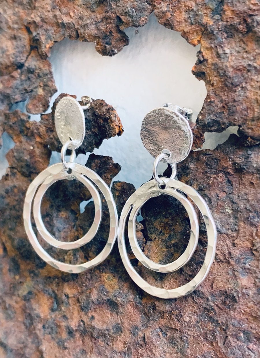 Sterling silver hoop stud earrings, stud hoop earrings