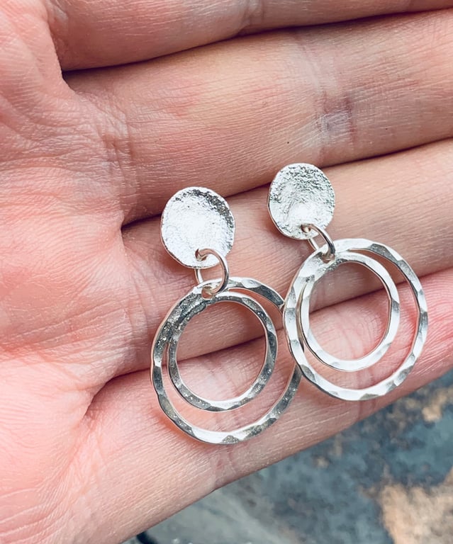 Sterling silver hoop stud earrings, stud hoop earrings