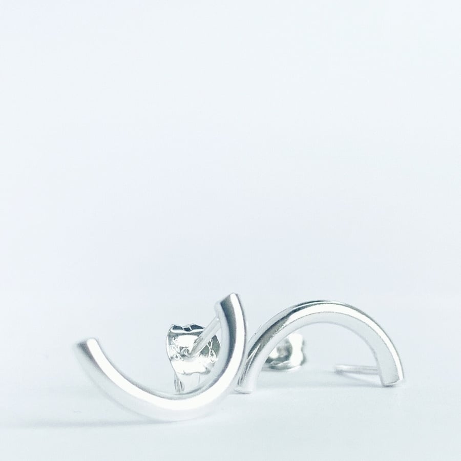 Recycled Sterling Silver ARC stud earring
