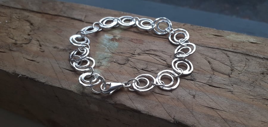Recycled Sterling Silver Textured Bracelet by Nyaki Punk jewellery. 