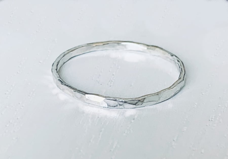 Recycled Sterling silver Stacking Rings Handmade Hammered Silver Ring