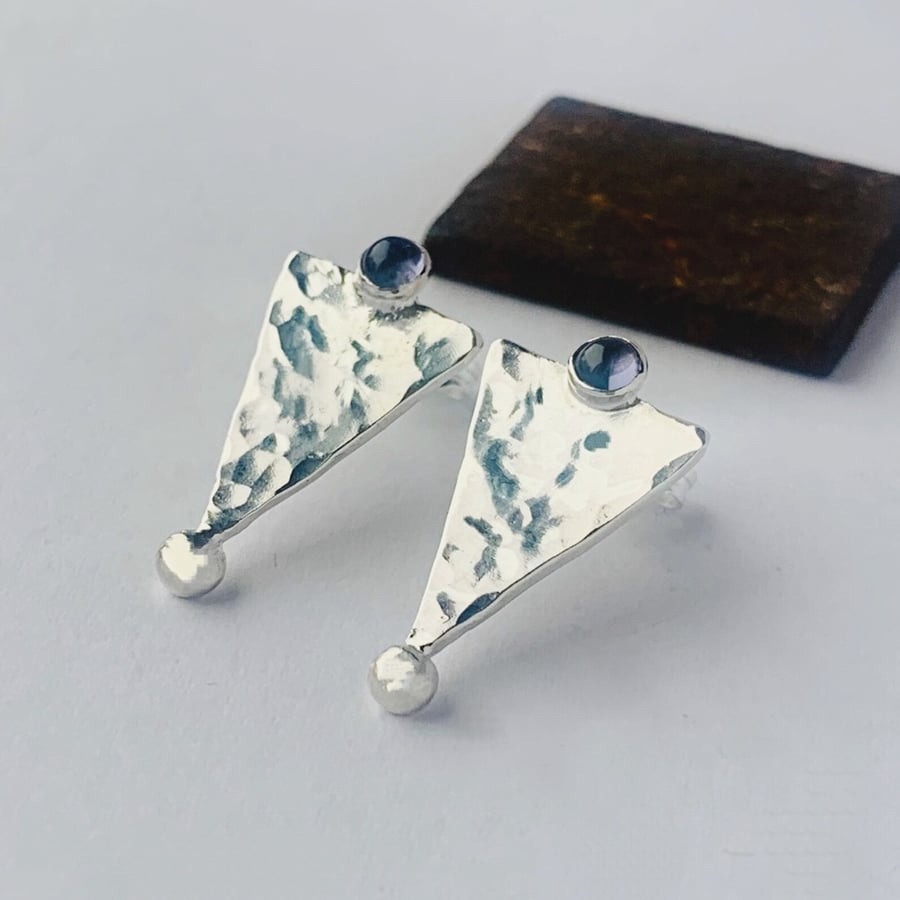 Sterling silver Iolite stud earrings