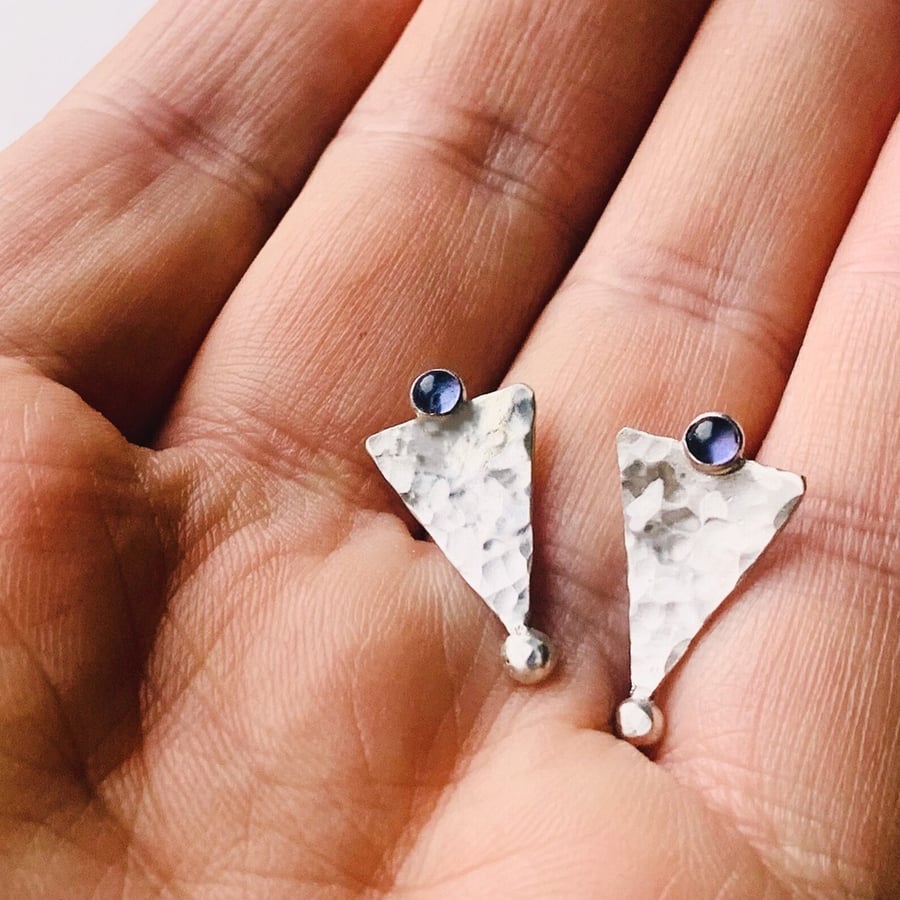 Sterling silver Iolite stud earrings