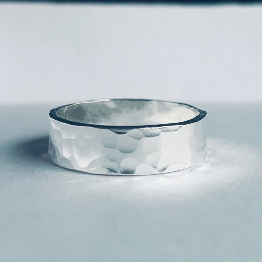 Folksy Exclusive Price Recycled Sterling Silver Handmade Textured Band