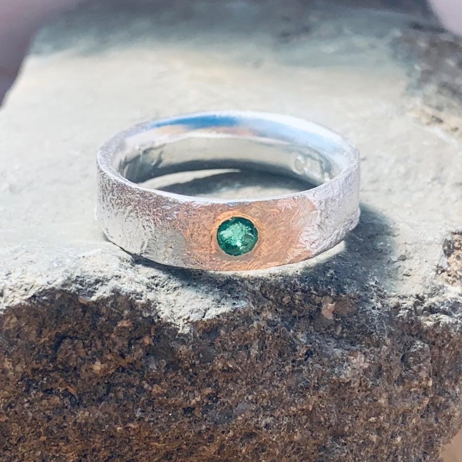 Recycled Sterling Silver Emerald Ring