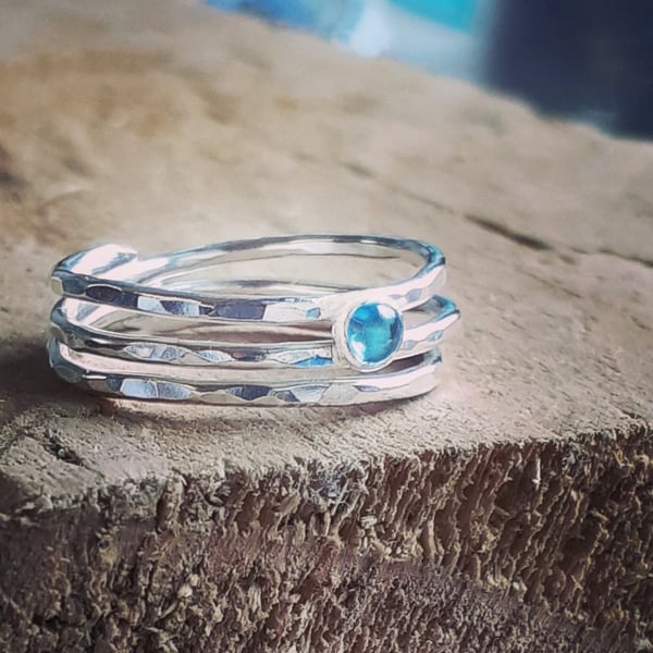 Recycled Handmade Sterling Silver Topaz Wrap Ring
