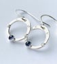 Recycled Sterling Silver Iolite Hoop Drop Earrings