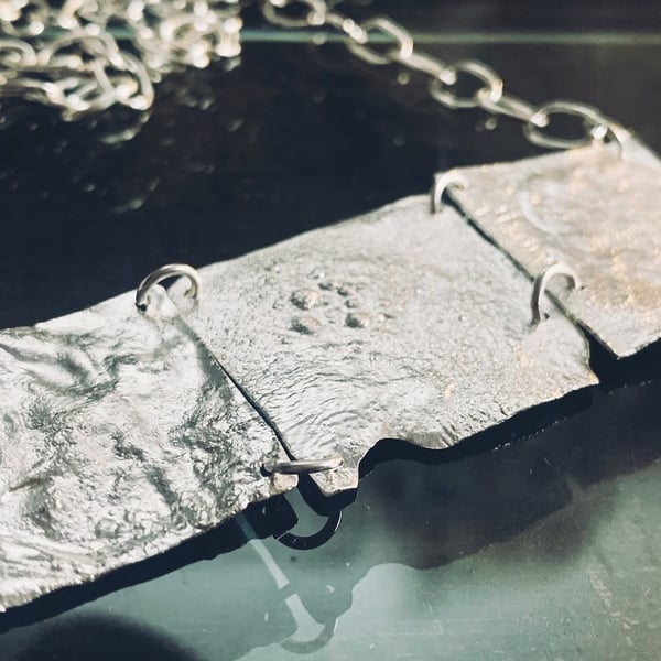 Recycled Sterling Silver Brutalist Necklace, Handmade Urban Design Jewellery