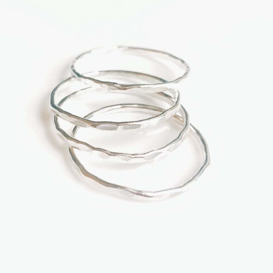 Folksy Exclusive Price Recycled Handmade Sterling Silver Stacking Rings