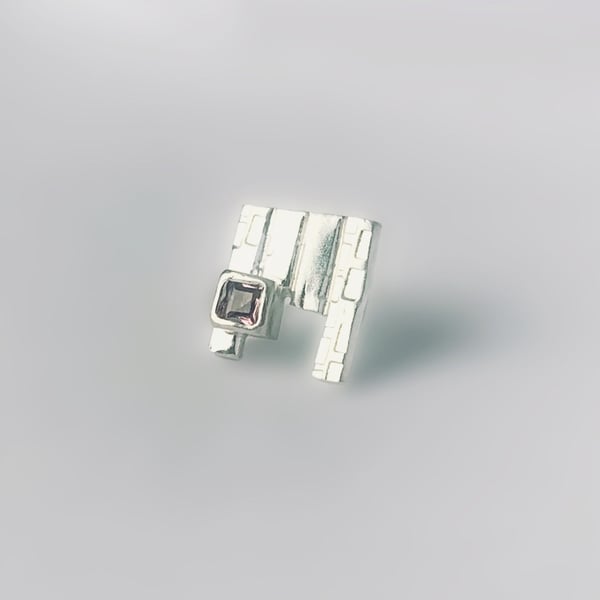 Recycled Sterling Silver Tourmaline Single Stud earring