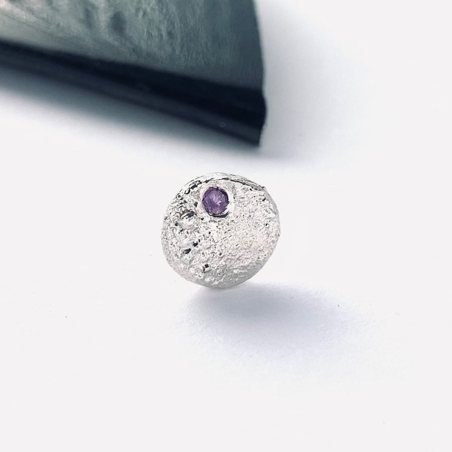 STERLING SILVER Natural Ruby Single Stud earring, Handmade Urban Jewellery