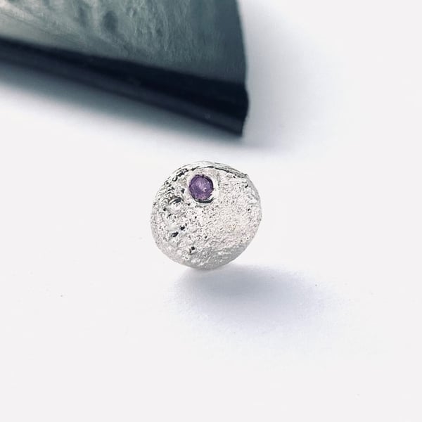 STERLING SILVER Natural Ruby Single Stud earring, Handmade Urban Jewellery