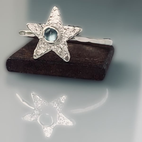 Recycled Sterling Silver Star Topaz Skinny rings