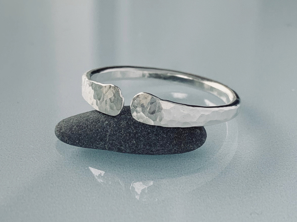 Handmade Sterling Silver Hammered and Forged Open Ring