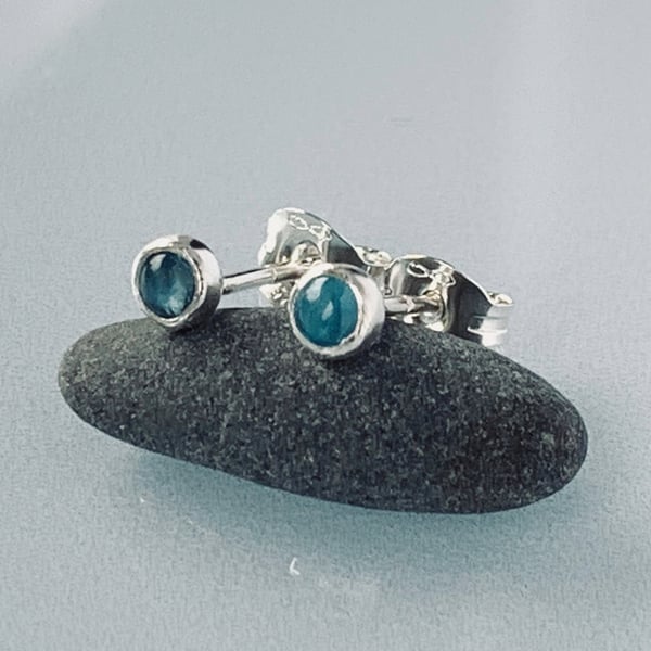 Sterling Silver Classic Gemstone stud earrings, silver topaz earrings