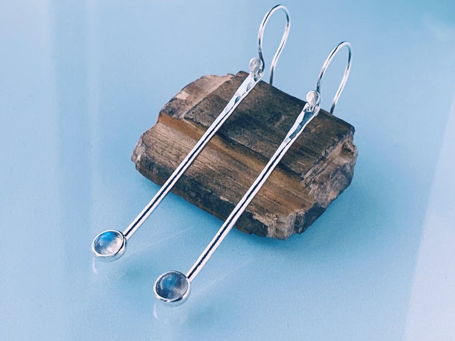 Recycled Sterling Silver labradorite drop earrings