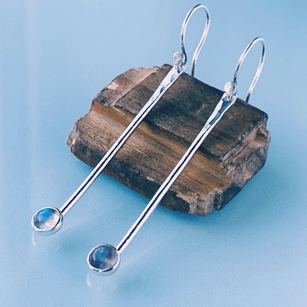 Recycled Sterling Silver labradorite drop earrings