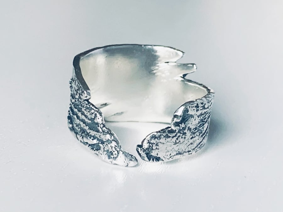 WAVE Ring Recycled  HANDMADE Sterling Silver Textured WAVE ring