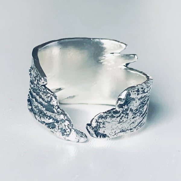 WAVE Ring Recycled Sterling Silver Textured WAVE ring