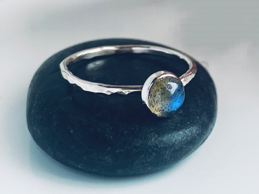 Sterling Silver Natural Labradorite Ring, Handmade Urban Jewellery Design