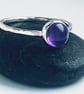 Recyceld Sterling Silver Amethyst textured Ring
