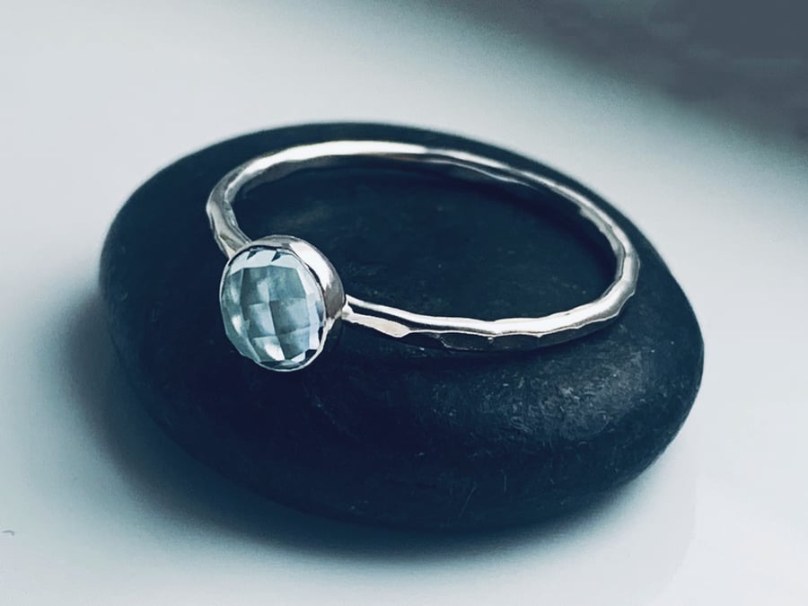 Sterling Silver Topaz Skinny Ring, Handmade Urban Jewellery Design