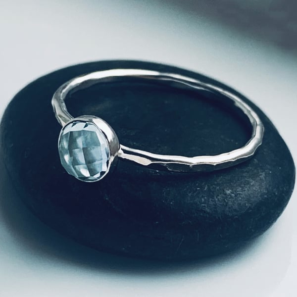 Sterling Silver Topaz Skinny Ring, Handmade Urban Jewellery Design