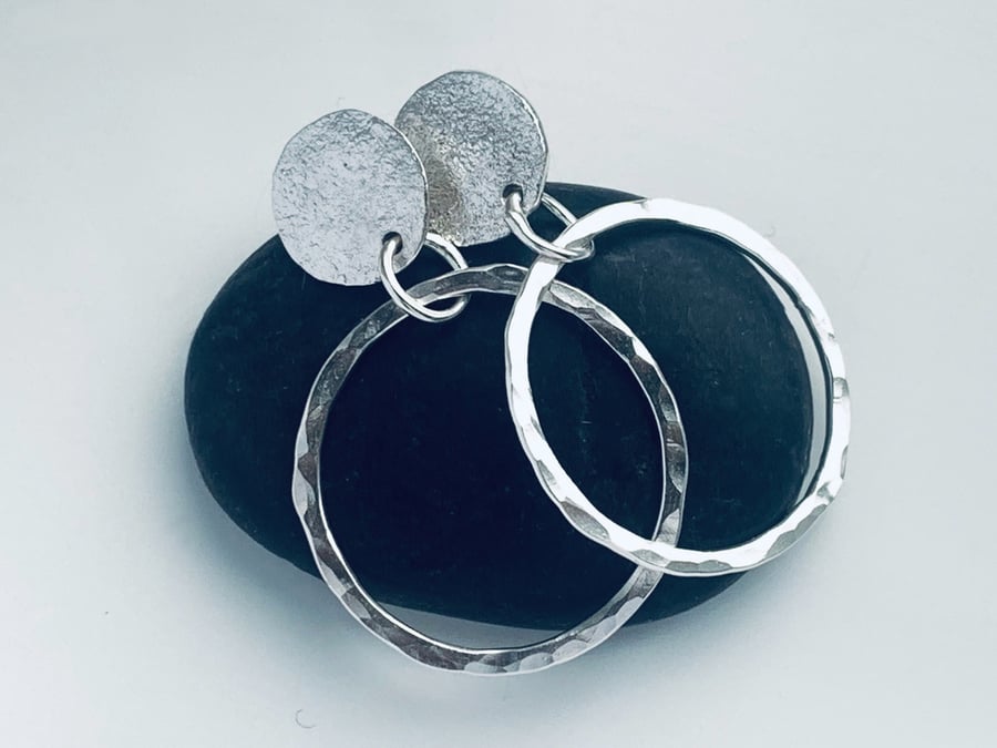 SILVER Stud and Hoop Earrings, Handmade Urban Jewellery