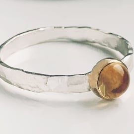 Sterling silver and 9 carat Gold Citrine ring 
