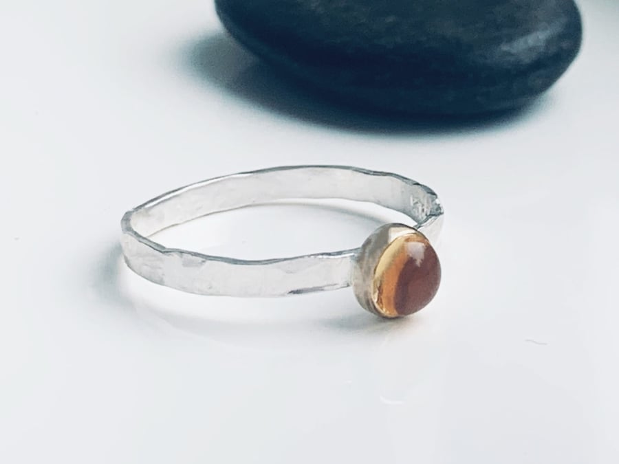Sterling silver and 9 carat Gold Citrine ring 