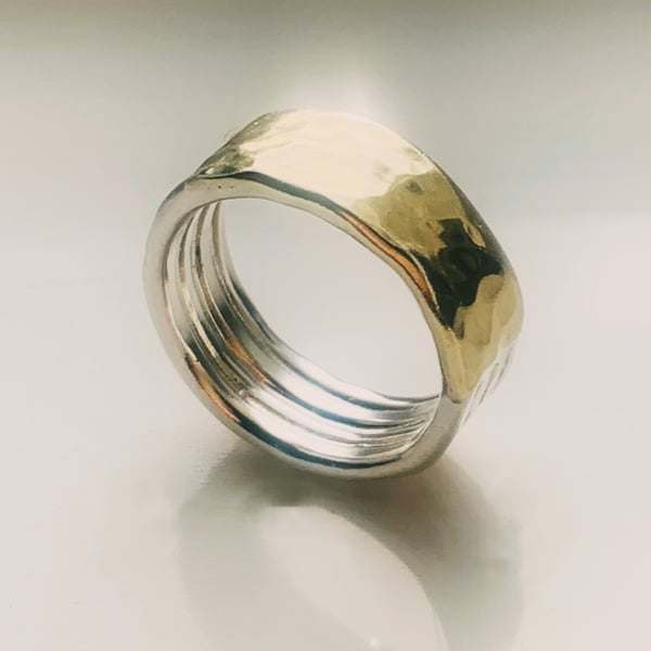 Handmade Recycled Sterling Silver & Gold Band