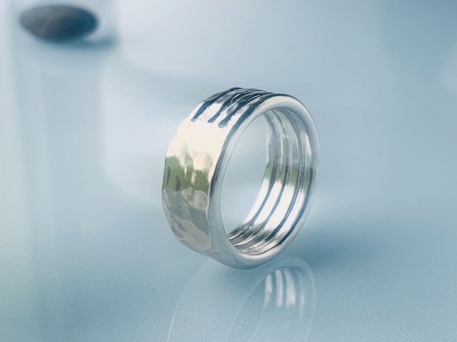 Handmade Recycled Sterling Silver & Gold Band