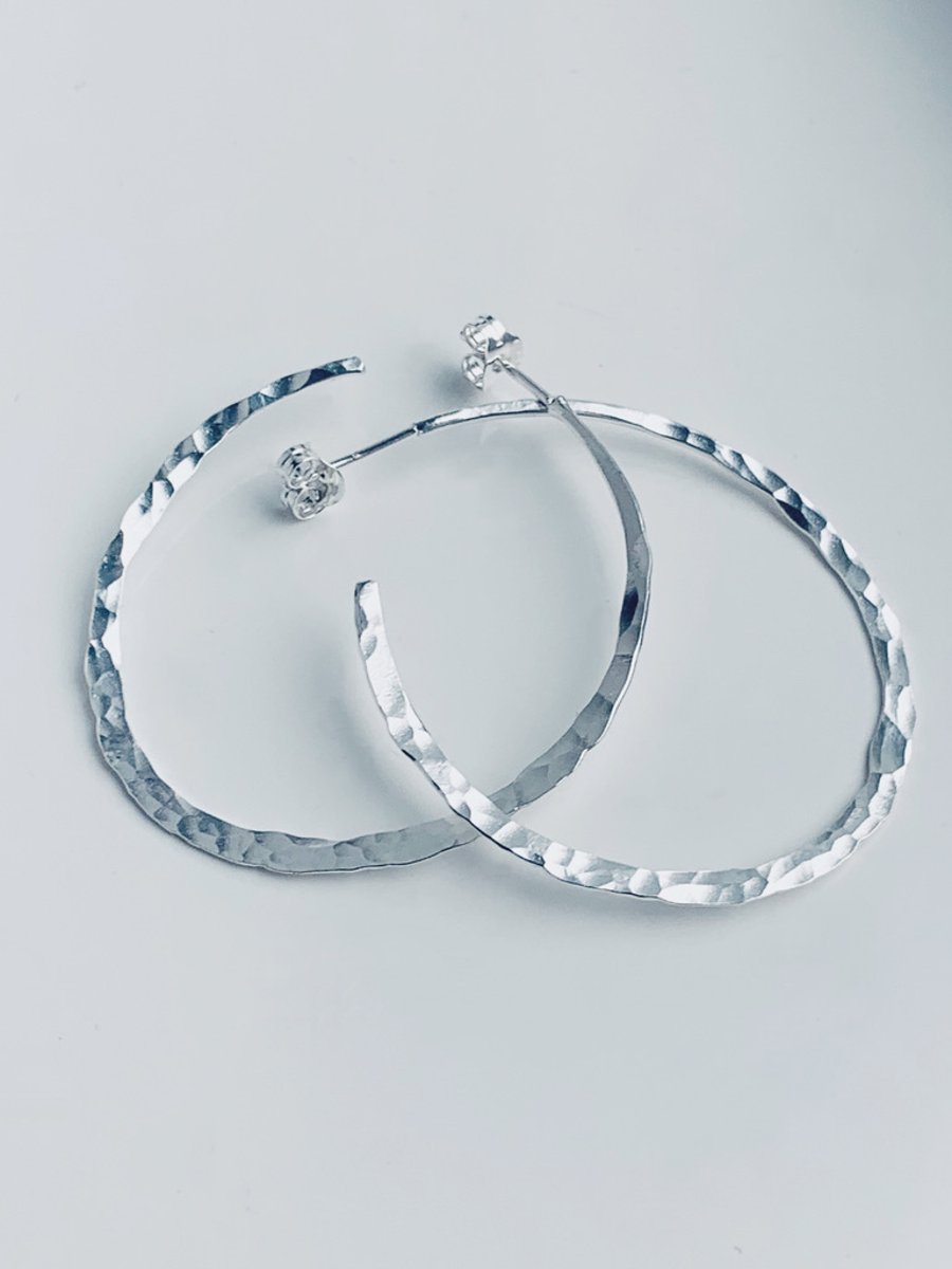 Sterling Silver Stud Hoop Earrings by Nyaki Punk 